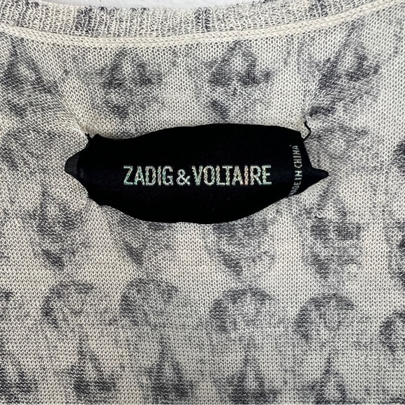 Zadig & Voltaire Joss Skull Linen Blend Sleeveless Tank Top - Picture 4 of 4